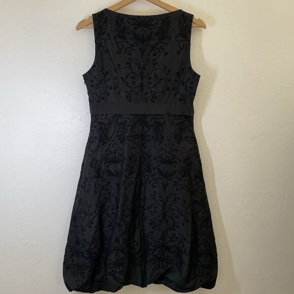 ELIE TAHARI Black 100% Silk MIRI Cocktail Dress Bubble Hem Soutache Detail Small - Picture 2 of 10